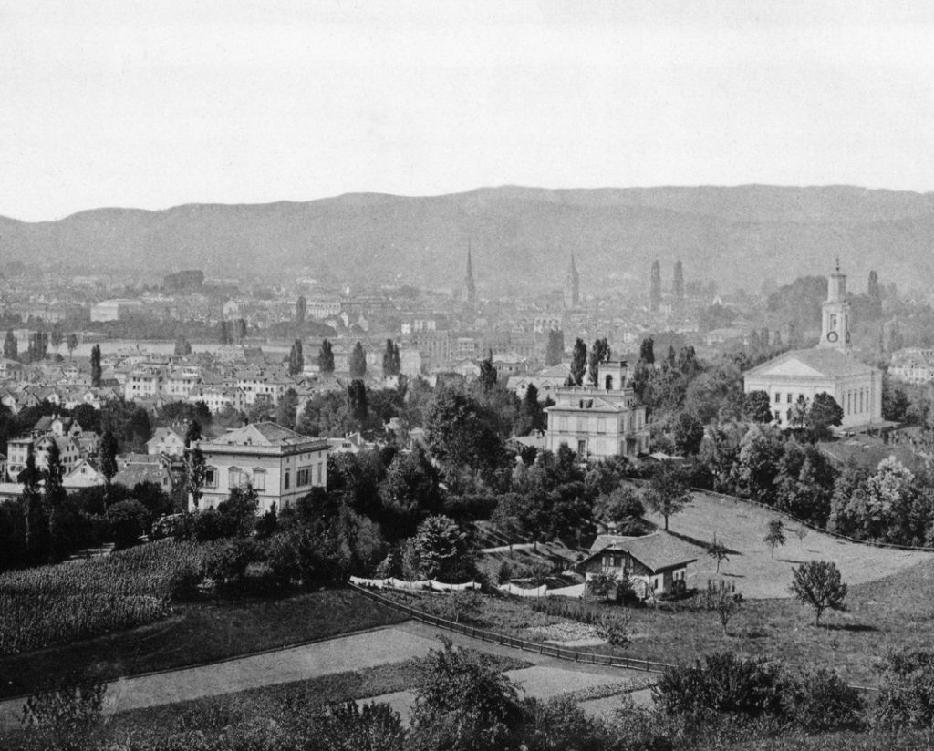 Blick von der Stephansburg auf das Seefeld um 1889